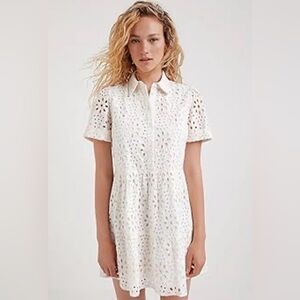 NWT DESIGUAL Women's shirt dress with swiss embroidery